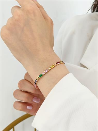 Premium Asansörlü İnce Baget Taşlı Bileklik