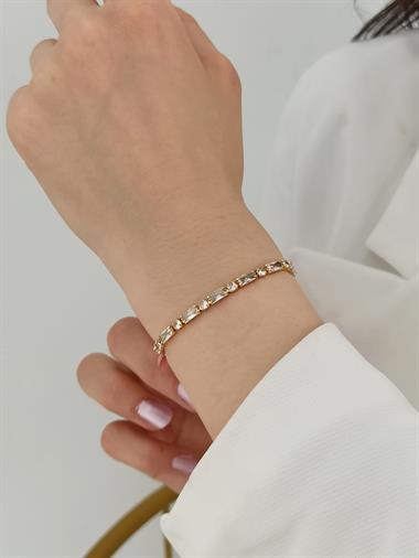 Premium Asansörlü İnce Baget Taşlı Bileklik