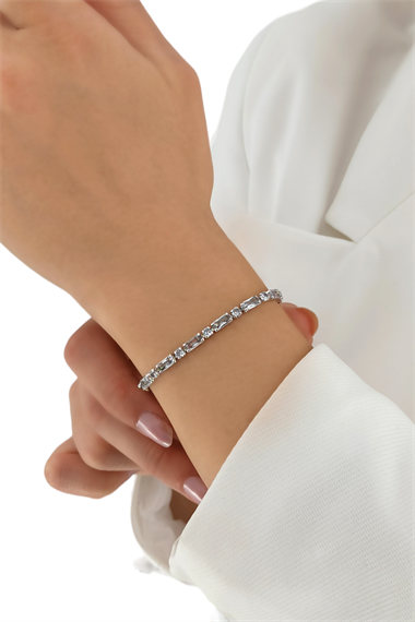 Premium Asansörlü İnce Baget Taşlı Bileklik