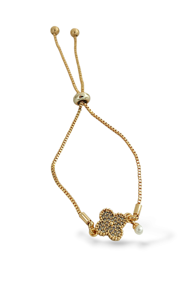 Premium Asansörlü İncili Yonca Bileklik