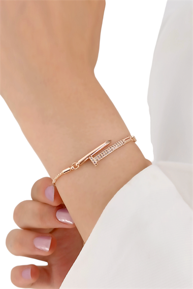 Premium Asansörlü Taşlı Çivi Bileklik