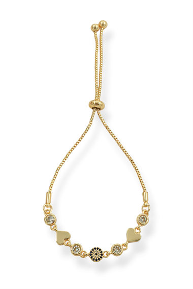 Premium Asansörlü Taşlı Kalp Plaka Bileklik