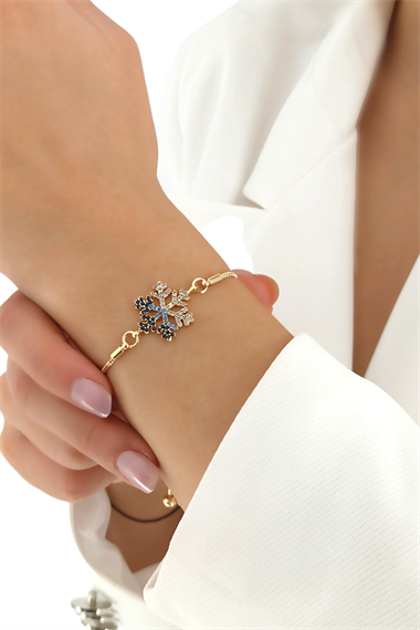 Premium Asansörlü Taşlı Kar Tanesi Bileklik