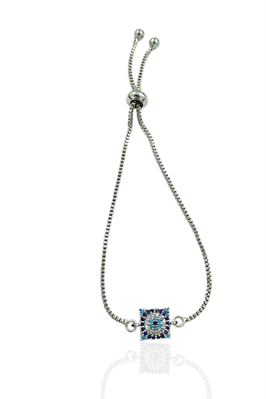 Premium Asansörlü Taşlı Kare Nazar Boncuk Bileklik