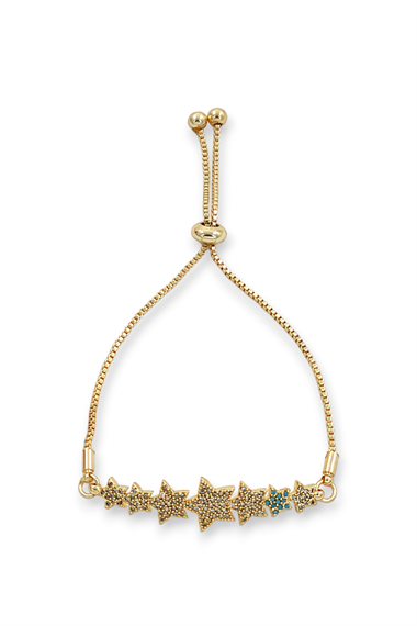 Premium Asansörlü Taşlı Sıralı Yıldız Bileklik