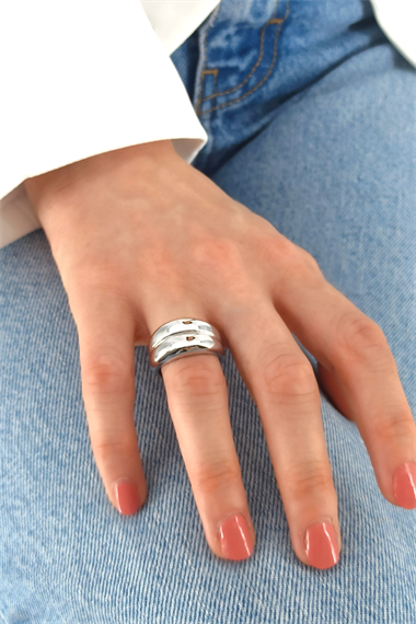 Premium Ayarlanabilir 2 Sıra Bombeli Yüzük 