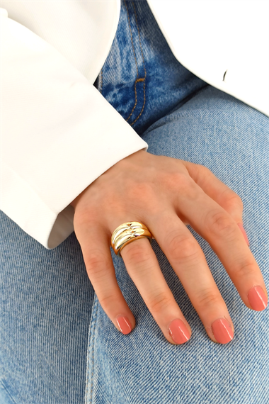 Premium Ayarlanabilir 2 Sıra Bombeli Yüzük 