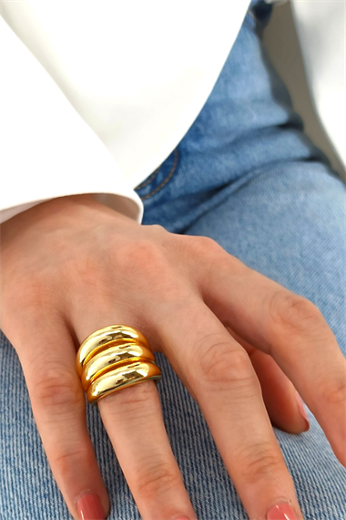 Premium Ayarlanabilir 3 Sıra Bombeli Plaka Yüzük 