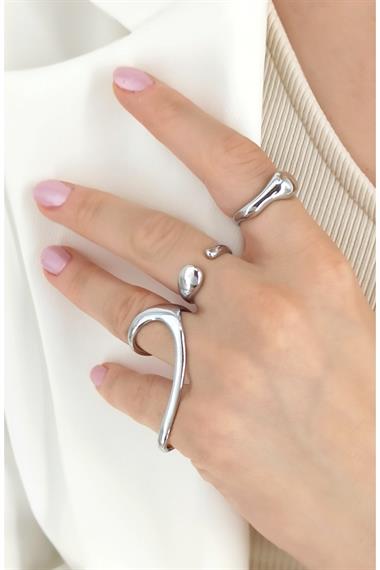 Premium Ayarlanabilir 3lü Geometrik Yüzük Kombin