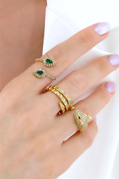 Premium Ayarlanabilir 3lü Taşlı Yılan Yüzük Kombin