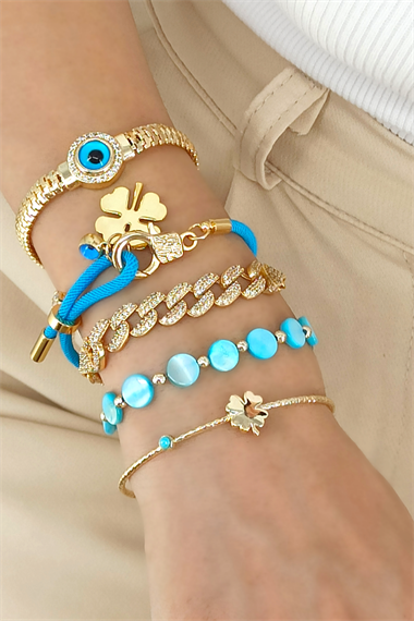 Premium Ayarlanabilir 5li Nazar Boncuk Bileklik Kombin (Harf Seçilebilir)