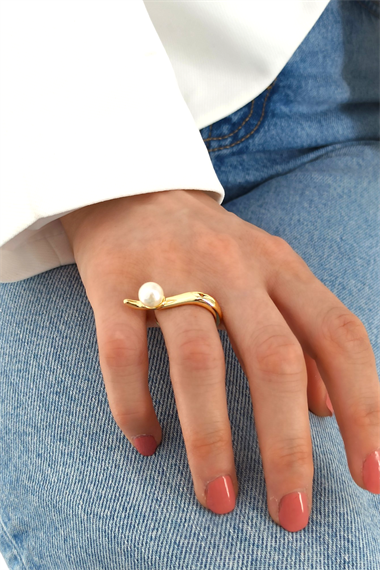 Premium Ayarlanabilir Geometrik İnci Yüzük