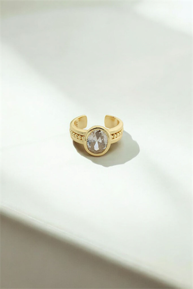 Premium Ayarlanabilir Oval Taşlı Topcuk Yüzük 1458