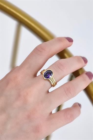 Premium Ayarlanabilir Oval Taşlı Topcuk Yüzük 1458