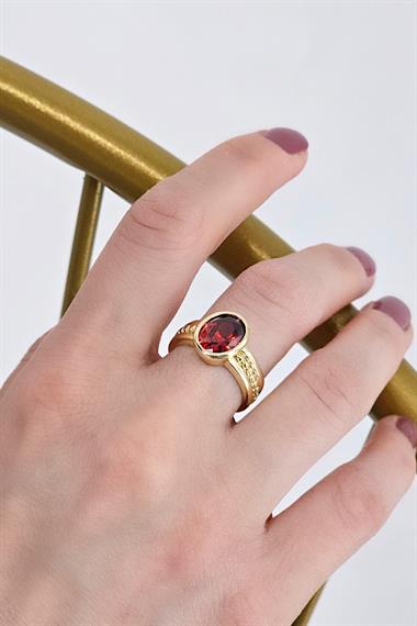 Premium Ayarlanabilir Oval Taşlı Topcuk Yüzük 1458