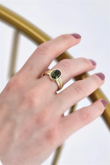 Premium Ayarlanabilir Oval Taşlı Topcuk Yüzük 1458