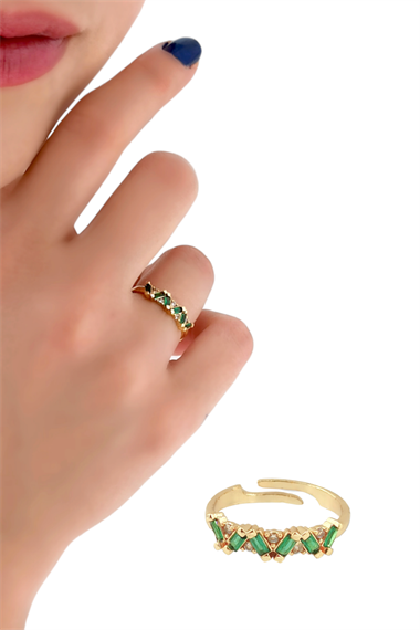 Premium Ayarlanabilir Renkli Baget Taşlı Yüzük