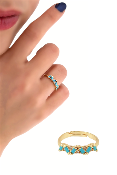 Premium Ayarlanabilir Renkli Baget Taşlı Yüzük