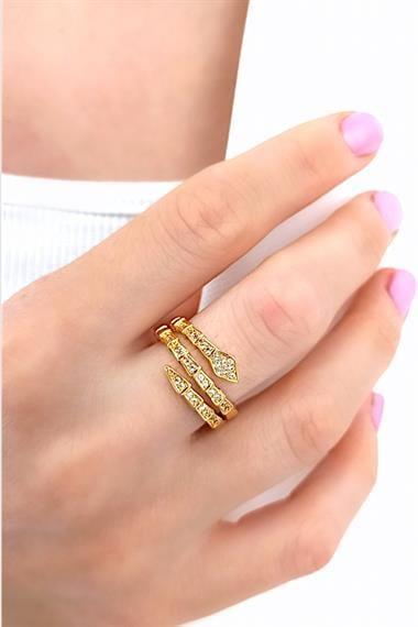 Premium Ayarlanabilir Taşlı Sarmal Yılan Yüzük