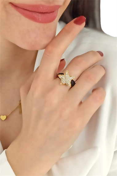 Premium Ayarlanabilir Taşlı Yıldız Mineli Yüzük