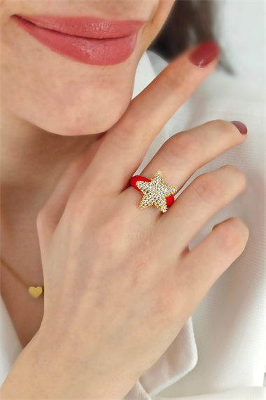 Premium Ayarlanabilir Taşlı Yıldız Mineli Yüzük