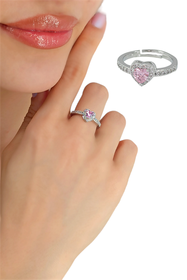 Premium Ayarlanabilir Zirkon Taş Kalp Yüzük