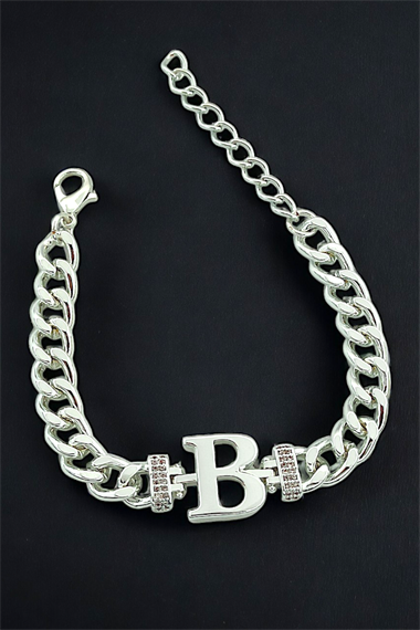 Premium B Harf Bileklik Zirkon Taş