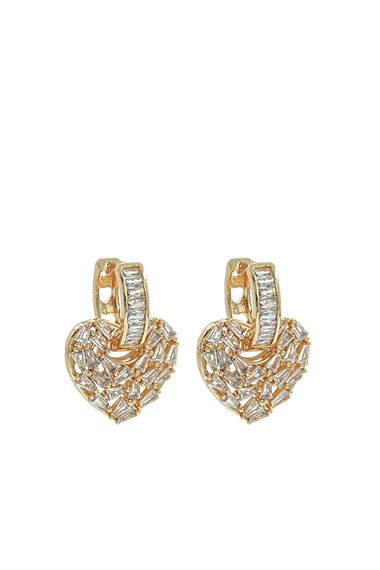 Premium Baget Taş Kalp Küpe