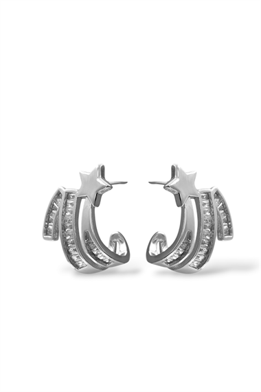 Premium Baget Taşlı Plaka Yıldız Küpe 35649