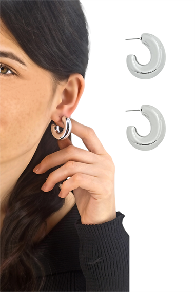 Premium Bombeli Ay Halka Küpe 