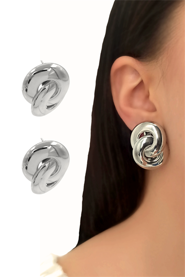 Premium Bombeli İç İçe Geçmeli Küpe