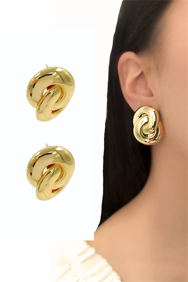 Premium Bombeli İç İçe Geçmeli Küpe