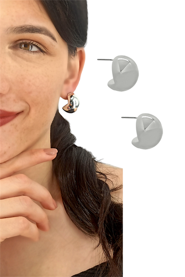 Premium Bombeli Üçgen Plaka Küpe