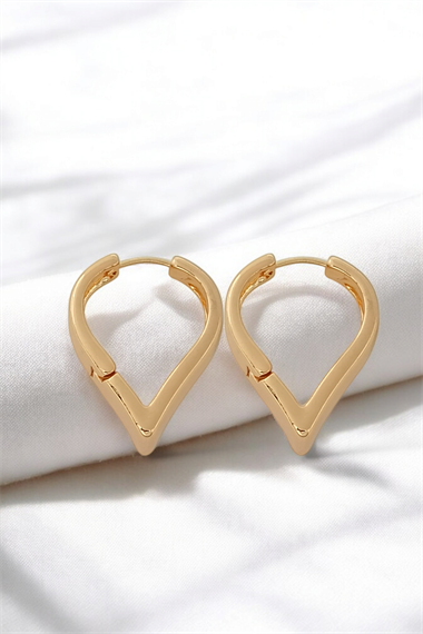 Premium Bombeli V Kalp Küpe