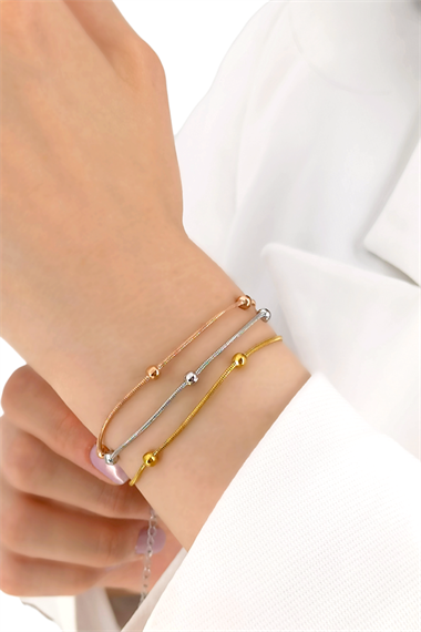 Premium Çelik 3 Zincirli Topcuk Bileklik