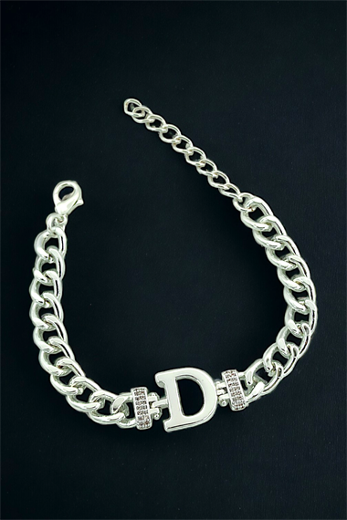 Premium D Harf Bileklik Zirkon Taş