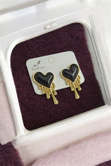 Premium Damla Mineli Kalp Küpe 35586