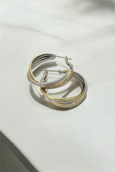 Premium Dört Sıra Simli Halka Küpe 35650