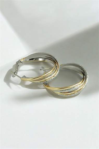 Premium Dört Sıra Simli Halka Küpe 35650