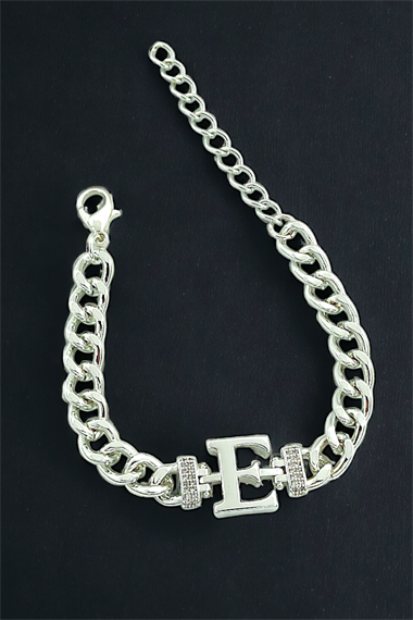 Premium E Harf Bileklik Zirkon Taş