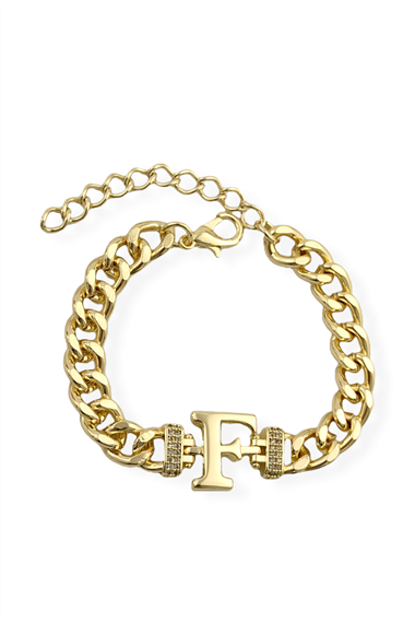 Premium F Harf Bileklik Zirkon Taş