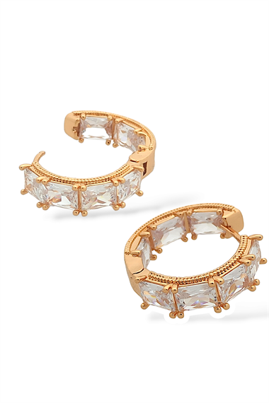 Premium Baget Taş Halka Küpe