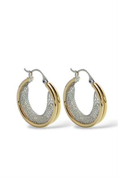 Premium İçi Taşlı Hasır Halka Küpe 35648