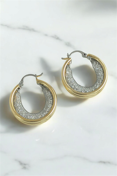 Premium İçi Taşlı Hasır Halka Küpe 35648