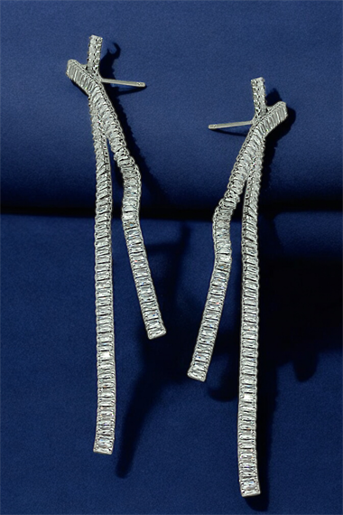 Premium İki Sıra Çapraz Baget Su Yolu Küpe