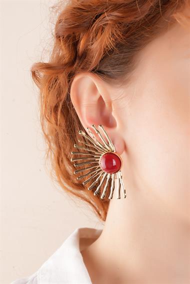 Premium İncili Plaka Güneş Küpe 35589