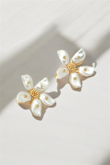 Premium İncili Topcuk Çiçek Küpe