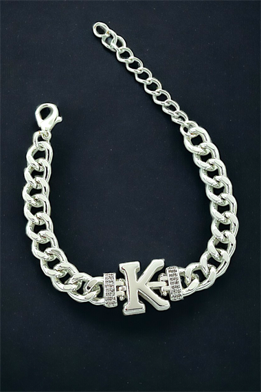 Premium K Harf Bileklik Zirkon Taş