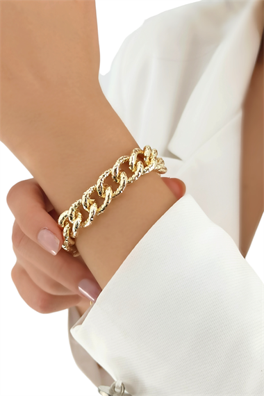 Premium Kabartmalı Geçmeli Zincir Bileklik 