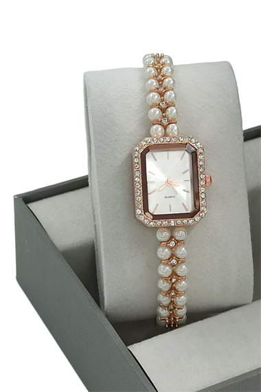 Premium Kare Kadran İncili Saat